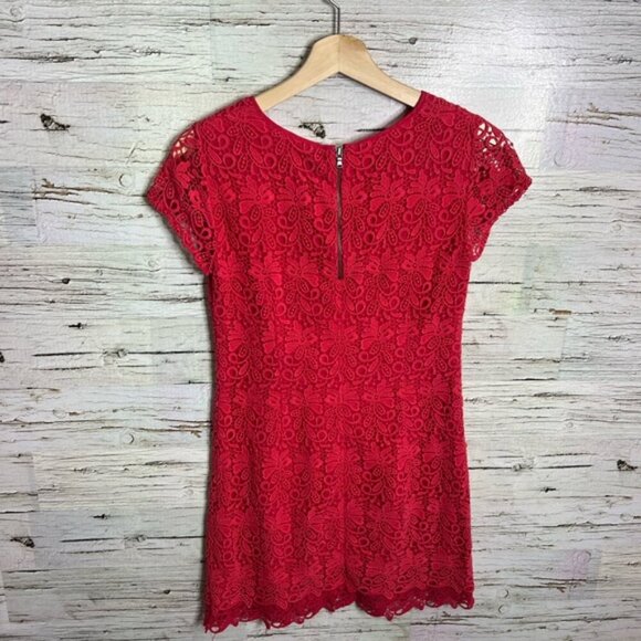 Club Monaco Red Sheath Midi Dress lace size 00 - Picture 7 of 7